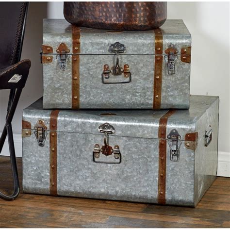 metal and wood trunk boxes|galvanized metal trunk.